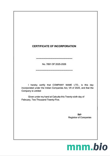 India vcertyfikat of inkorporacja Word i szablon PDF, version 4